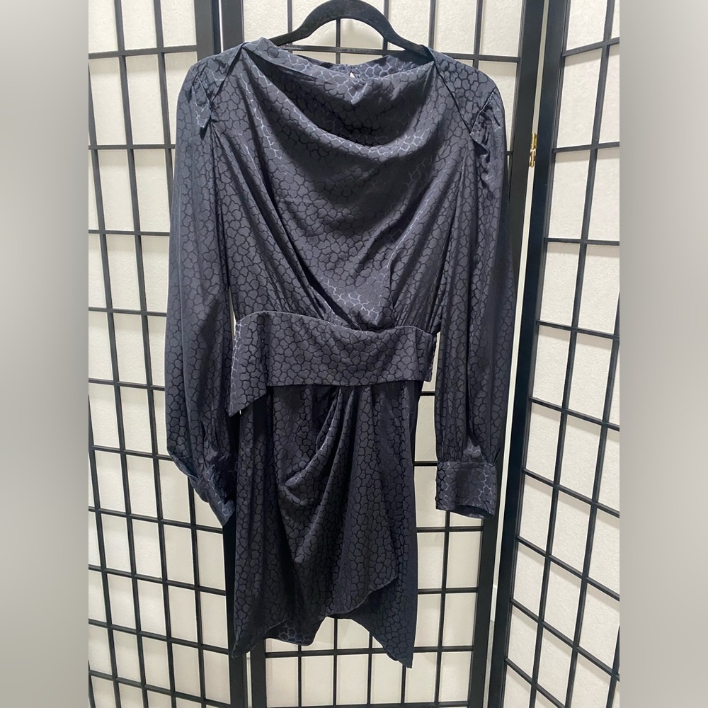 Isabel Marant navy mini dress in size FR 34 silk-blend draped pattern mini